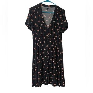 Torrid Floral Button Front Black Dress